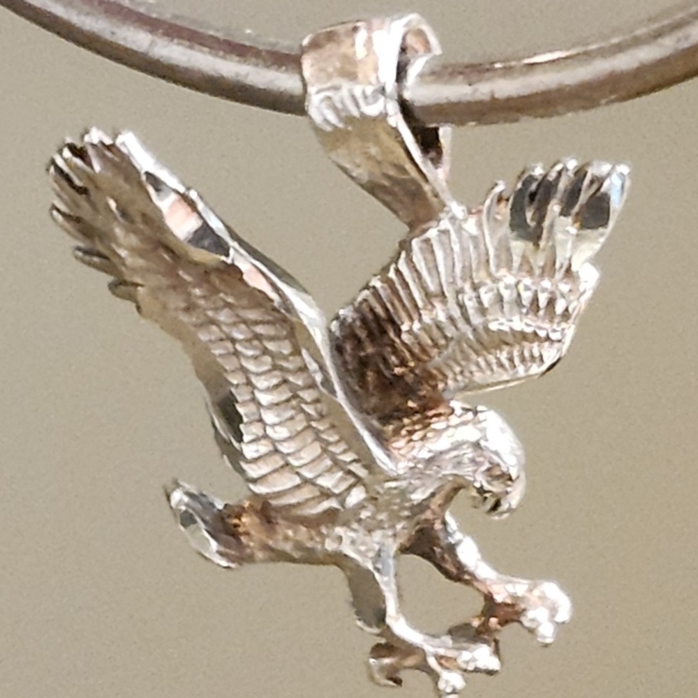 Sterling Silver Opened Wing Eagle Pendant/Charm B… - image 1